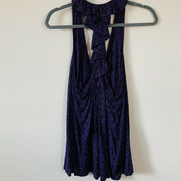 Ella Moss Purple Leopard Animal T Strap Blouse - Picture 5 of 5